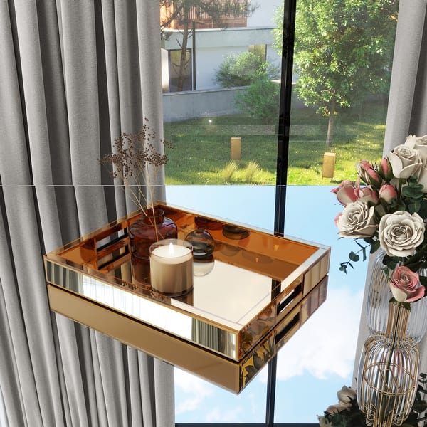 SHYFOY Mirror Glam Tray Home Table Decoration, Gold Vanity Tray