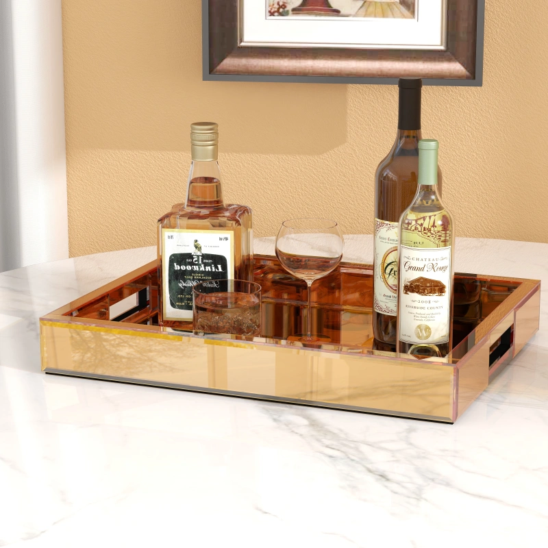 SHYFOY Mirror Glam Tray Home Table Decoration, Gold Vanity Tray /SF-MP179