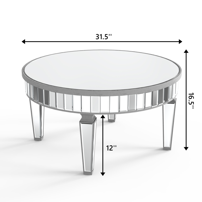 Vintage Silver Frame Finish Coffee Table Mirrored Top /SF-CF168