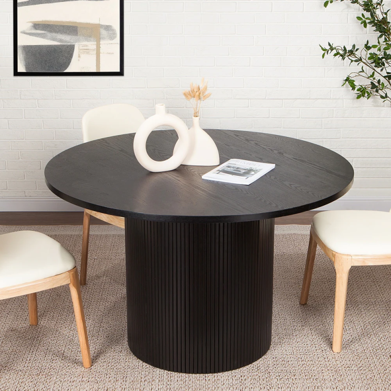 Round Fluted Pedestal Dining Table /SF-DT158B/SF-DT158W