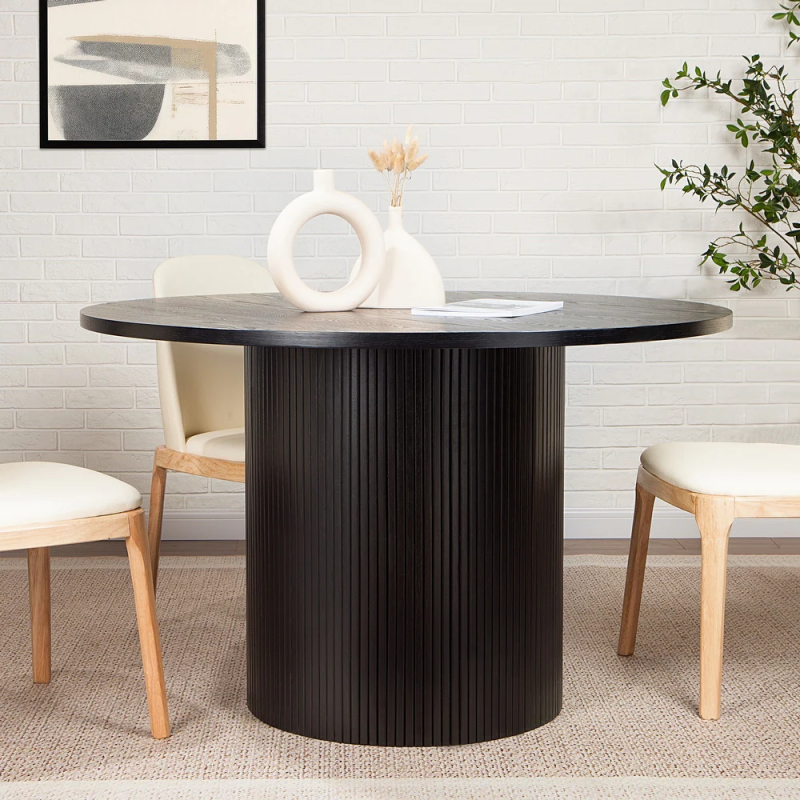 Round Fluted Pedestal Dining Table /SF-DT158B/SF-DT158W