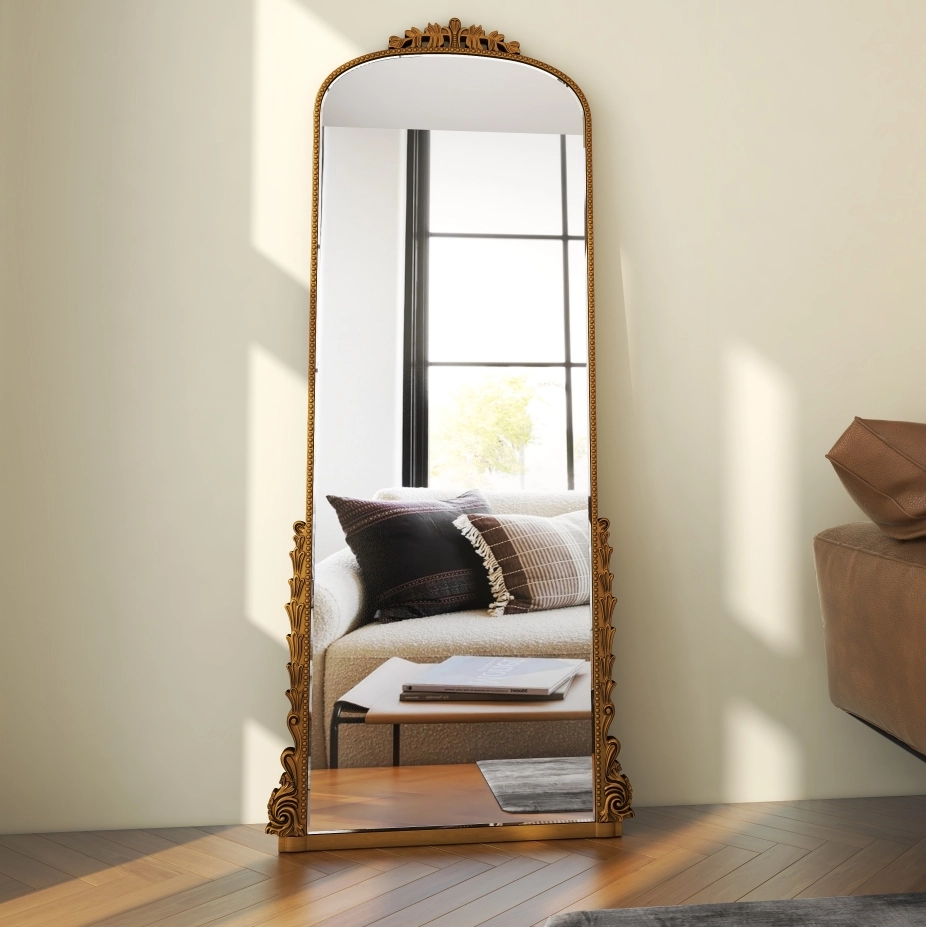 SHYFOY Vintage Gold Ornate Full Length Floor Mirror Baroque