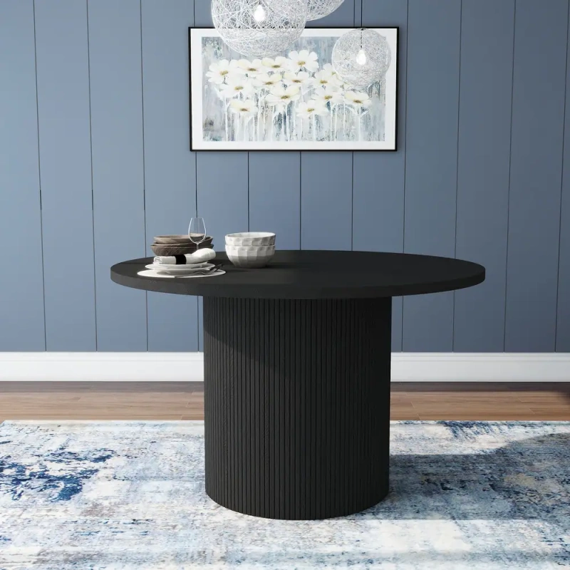 Round Fluted Pedestal Dining Table /SF-DT158B/SF-DT158W