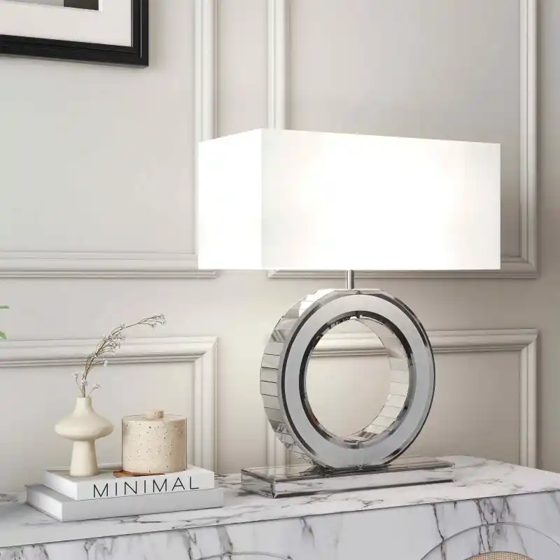 Modern Nightstand Lamp, Mirrored Glass lamp, 21.2" Height for Living Room Nightstand Office