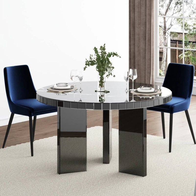 Modern Glass Dining Table with Marble Textured /SF-DT425