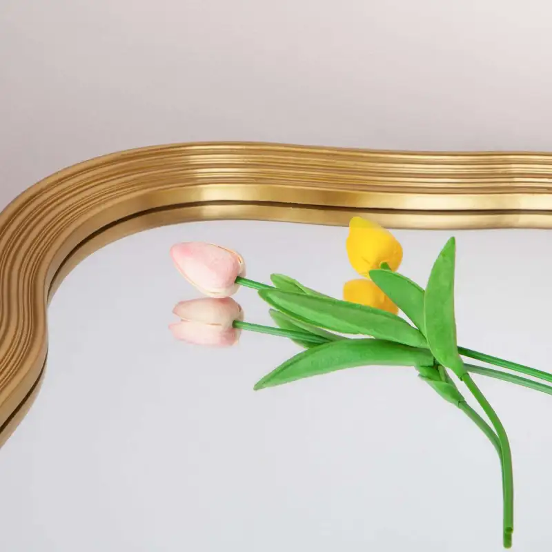 SHYFOY Asymmetrical Wall Mirrors for Living Room Decor Bohemian Gold Irregular Mirror,Decorative Wavy Mirror for Bathroom Bedroom Entryway
