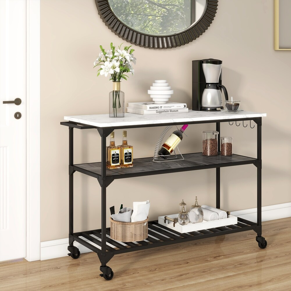 Shyfoy Contemporary Kitchen Island Bar Cart with Wheels