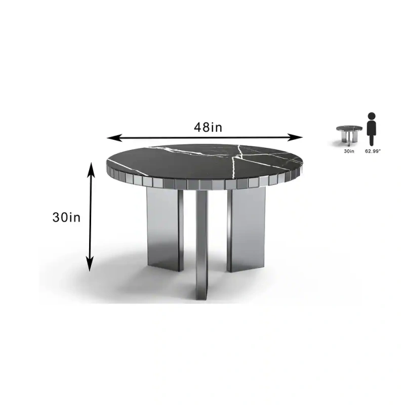 Modern Glass Dining Table with Marble Textured /SF-DT425