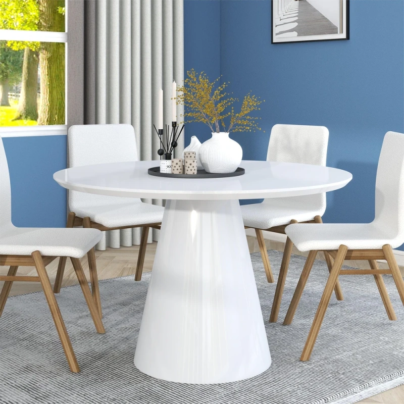 Black/White Modern High Glossy Round Dining Table