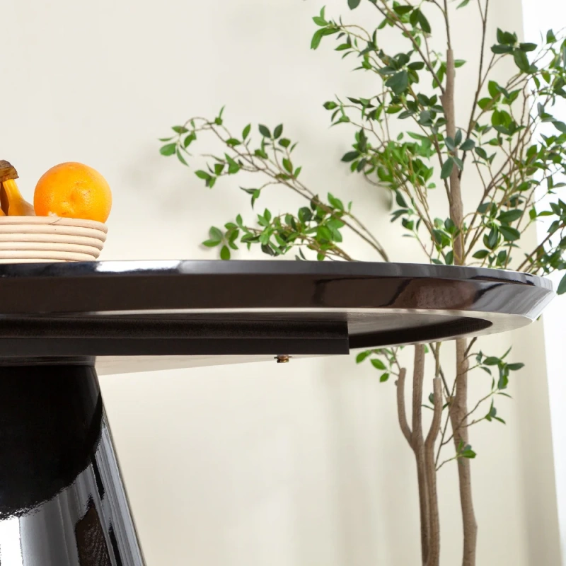 Black/White Modern High Glossy Round Dining Table