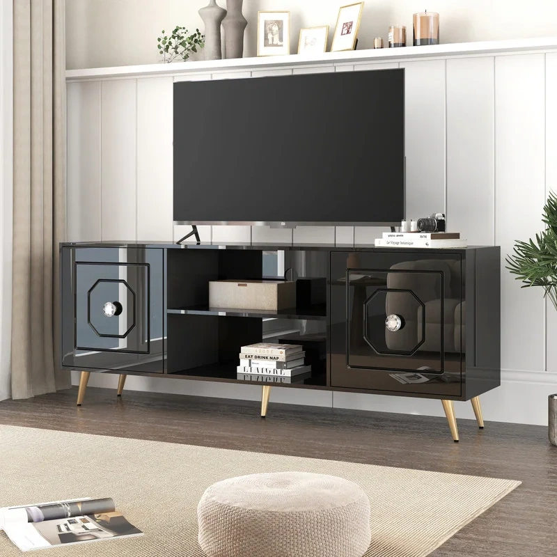 SHYFOY Modern 67" TV Stand Black Media Console With Drawers