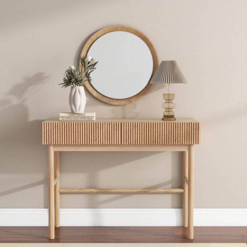 Shyfoy Solid Wood Console Table with 2-Drawer