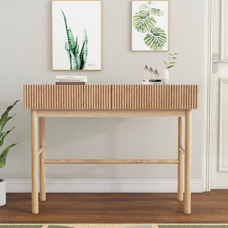 Shyfoy Solid Wood Console Table with 2-Drawer