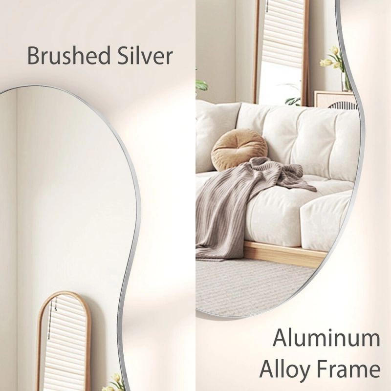 Asymmetrical Wavy Antique Accent Wall Mirror - - Antique Silver