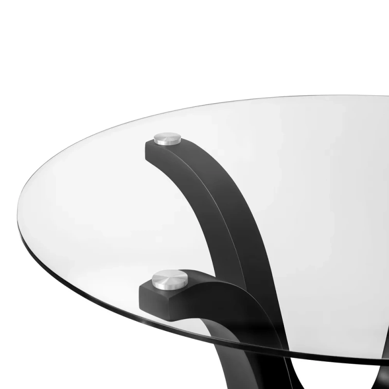 Round Glass Top Solid Wood Base Dining Table -51.18 in. W X 51.18 in. L X 29.53 in. H