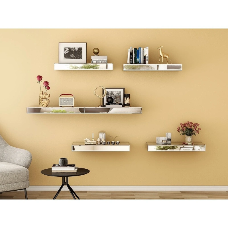 Set of 3 Mirrored Glass Floating Shelves