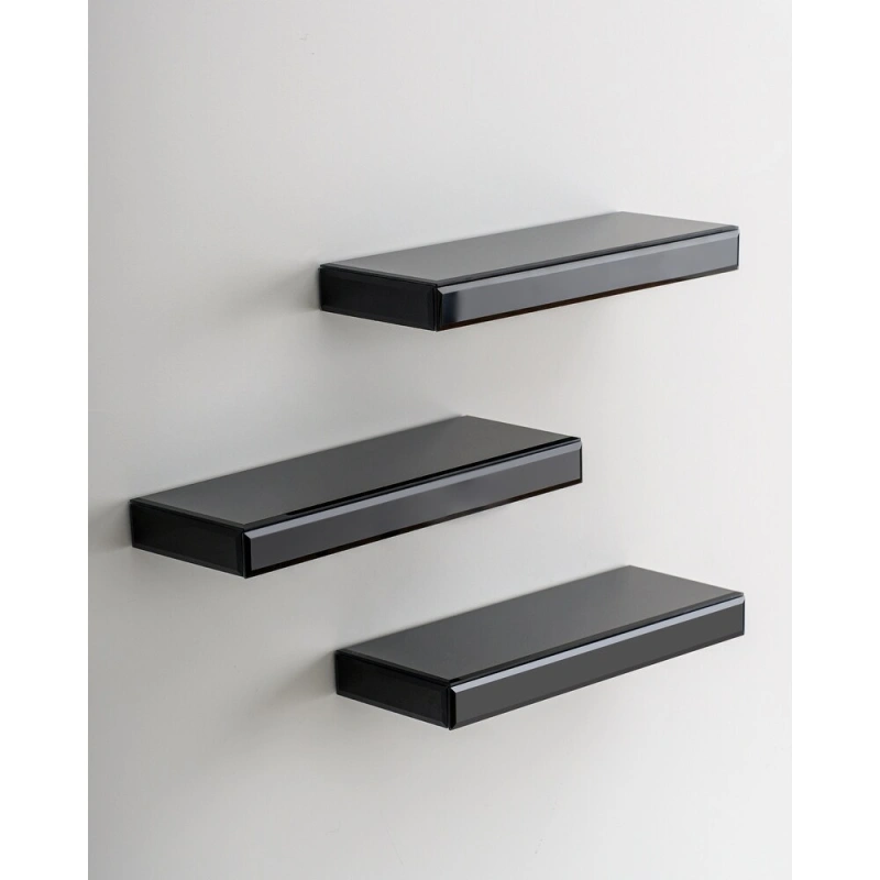 Set of 3 Mirrored Glass Floating Shelves