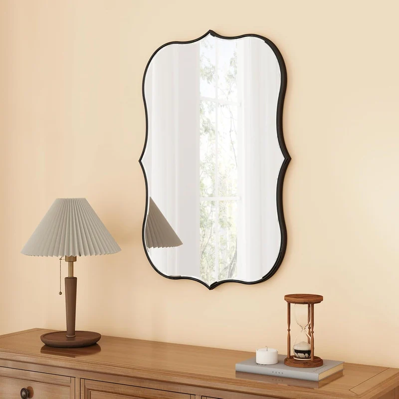 wall mirror / 昭和レトロ Large Retro Geometric Border Accent Wall Mirror - On Sale