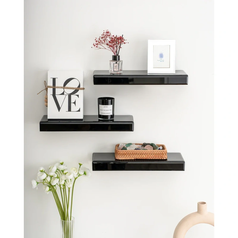 Set of 3 Mirrored Glass Floating Shelves