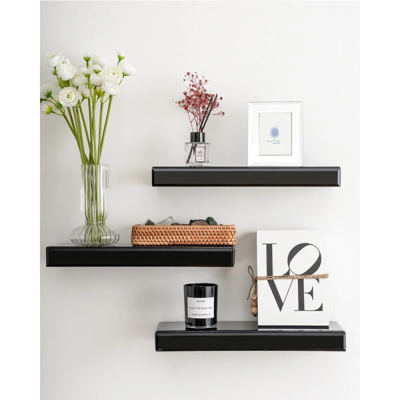 Set of 3 Mirrored Glass Floating Shelves
