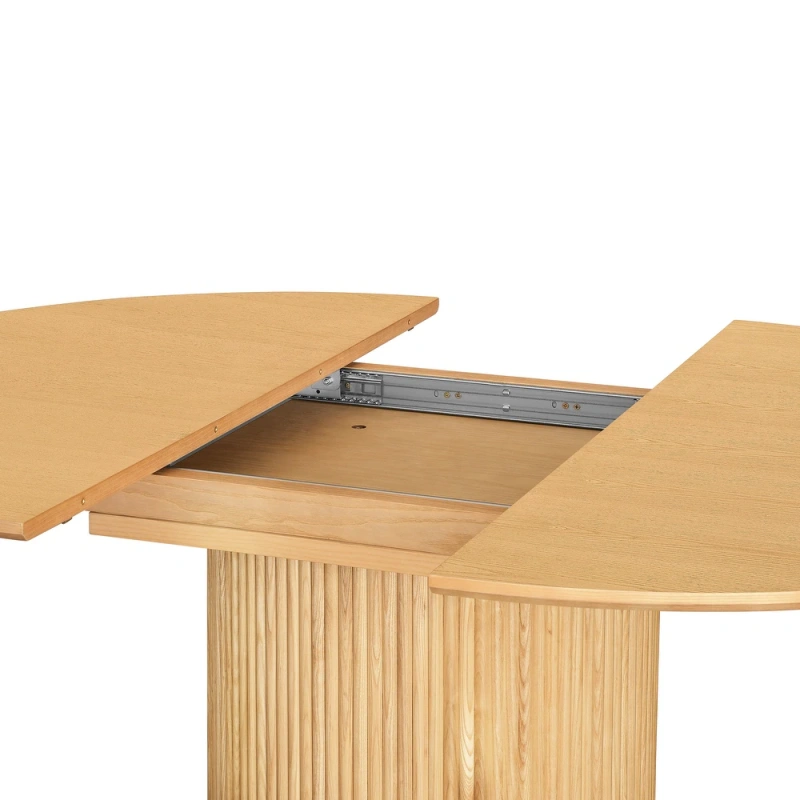 Extendable Oval Solid Wood Dining Table - Oak