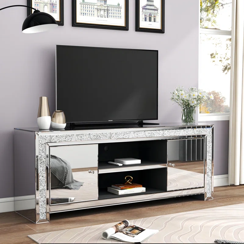 Luxury Diamond Mirrored TV Stand for TVs up to 65"