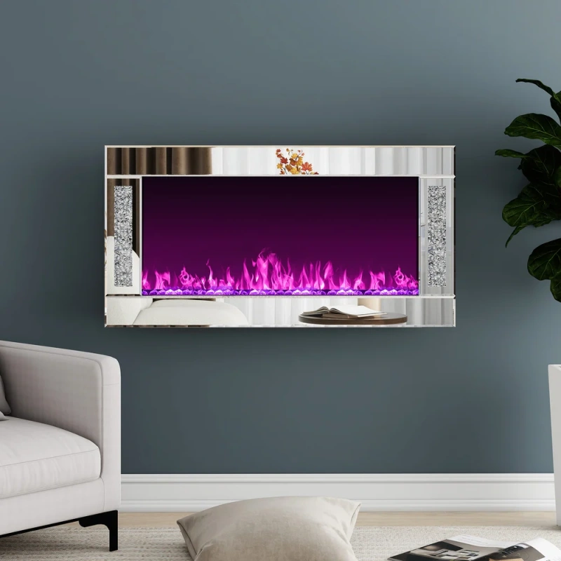 Shellenbarger Modern Electric Fireplace with Crushed Diamond Inlay