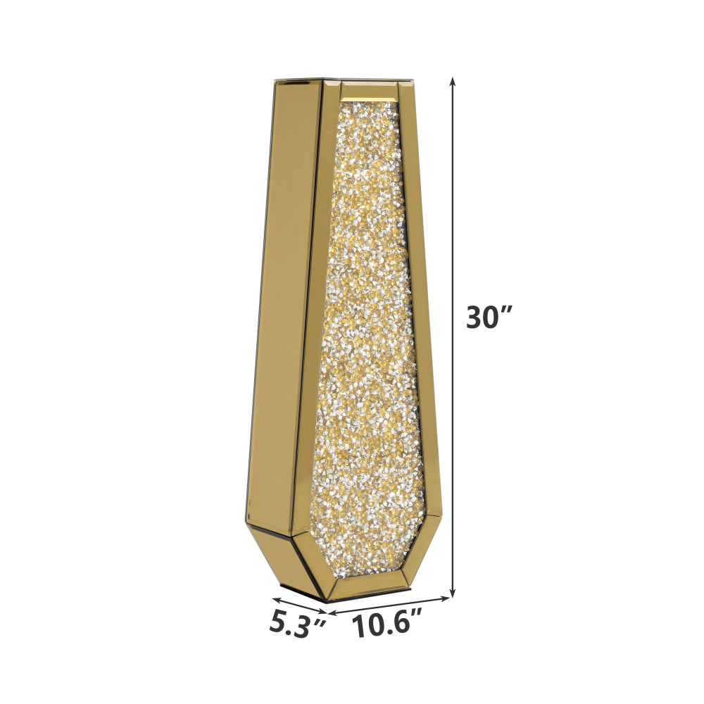 SHYFOY Gold Crushed Diamond Mirror Vase Large Crystal Flower Vases for Centerpieces Luxurious Rhinestone Glass Vase Home Decor for Living Room Dining Room Coffee Table, Can’t Hold Water