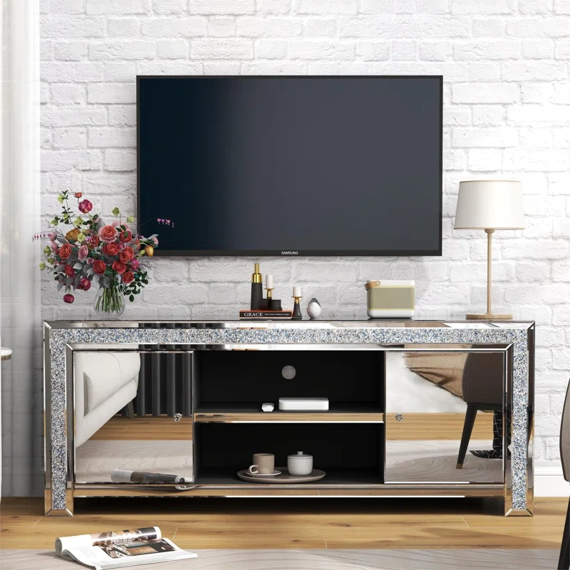 Luxury Diamond Mirrored TV Stand for TVs up to 65"