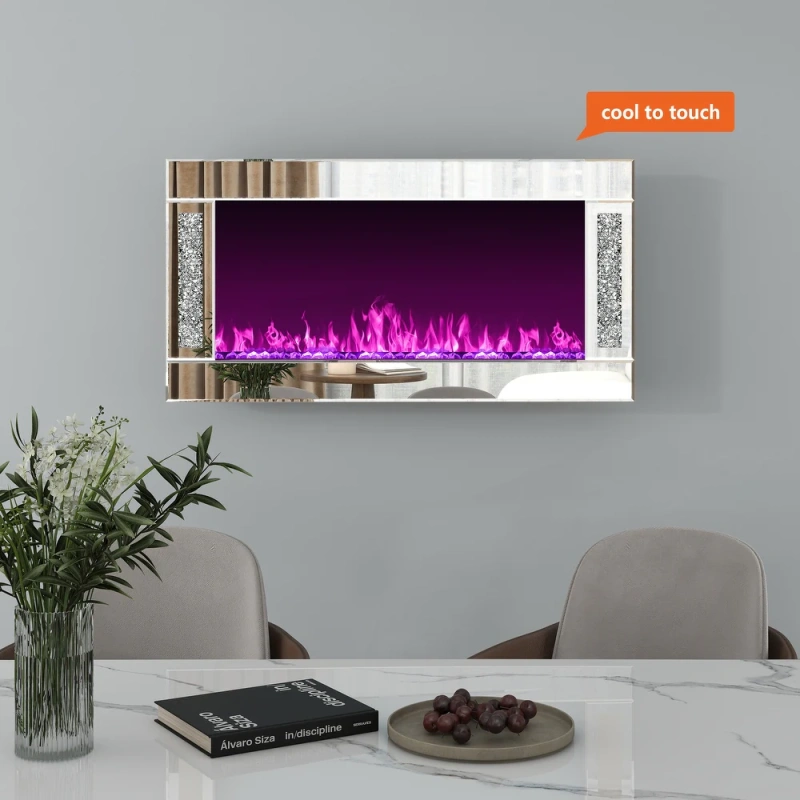 Shellenbarger Modern Electric Fireplace with Crushed Diamond Inlay