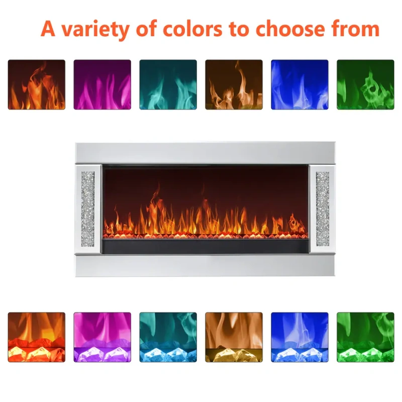 Shellenbarger Modern Electric Fireplace with Crushed Diamond Inlay