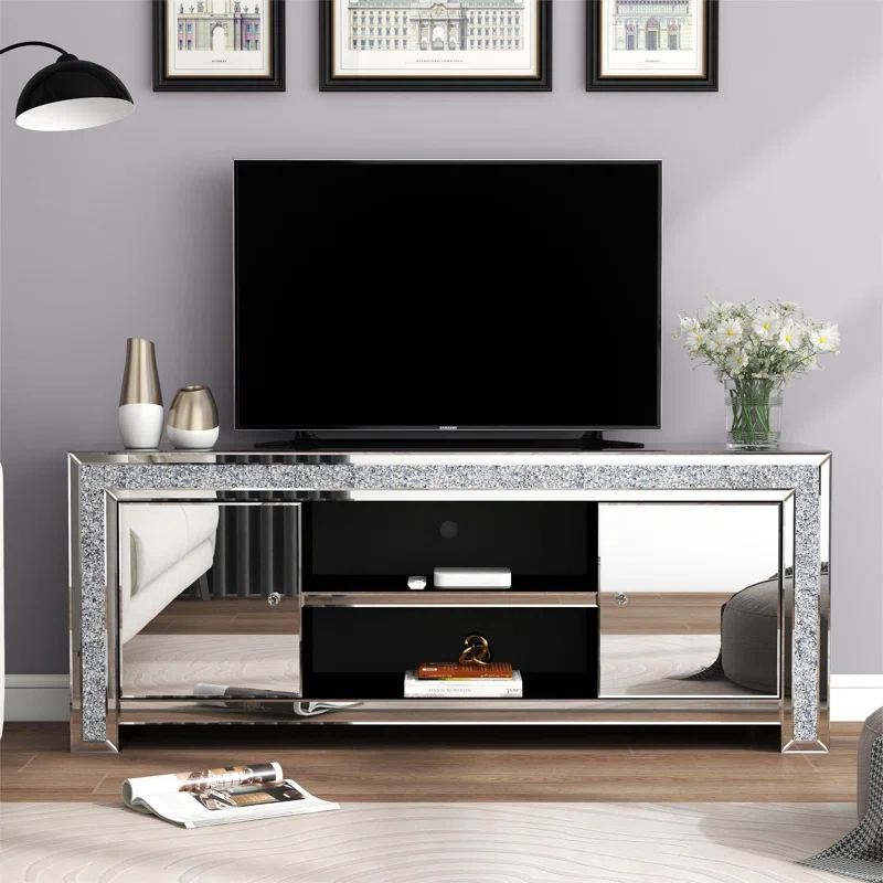 Luxury Diamond Mirrored TV Stand for TVs up to 65"