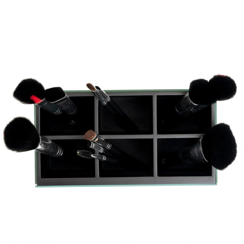 SHYFOY Black Makeup Brush Holder Organizer, 3 Slots Glass Cosmetic Brushes Storage Holder with Crushed Diamond, Pencil Pen Holder for Desk, Desk Organizer and Accessories for Vanity