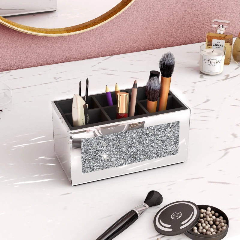 SHYFOY Crushed Diamond Three Compartments Deluxe Cosmetic Makeup Beauty Organizer / SF-MP043