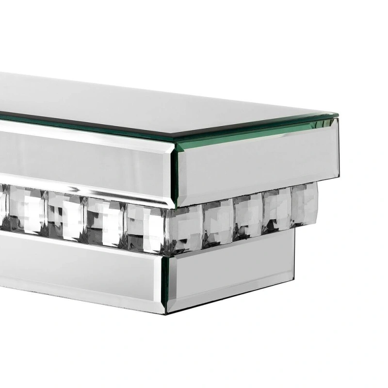Mirrored Wall Shelf with Crystal Inlay - Modern MDF Mounted Storage