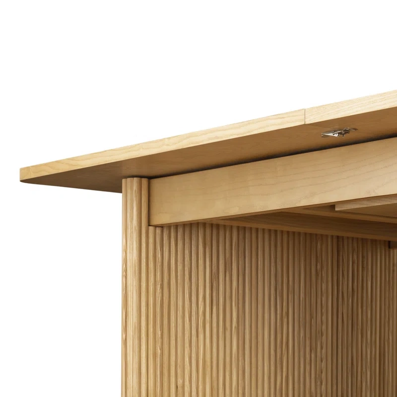 Black/Beige  Modern Rectangular Extendable Dining Table