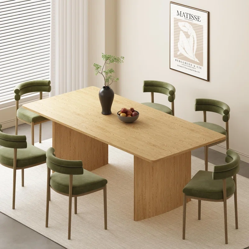 Black/Beige  Modern Rectangular Extendable Dining Table