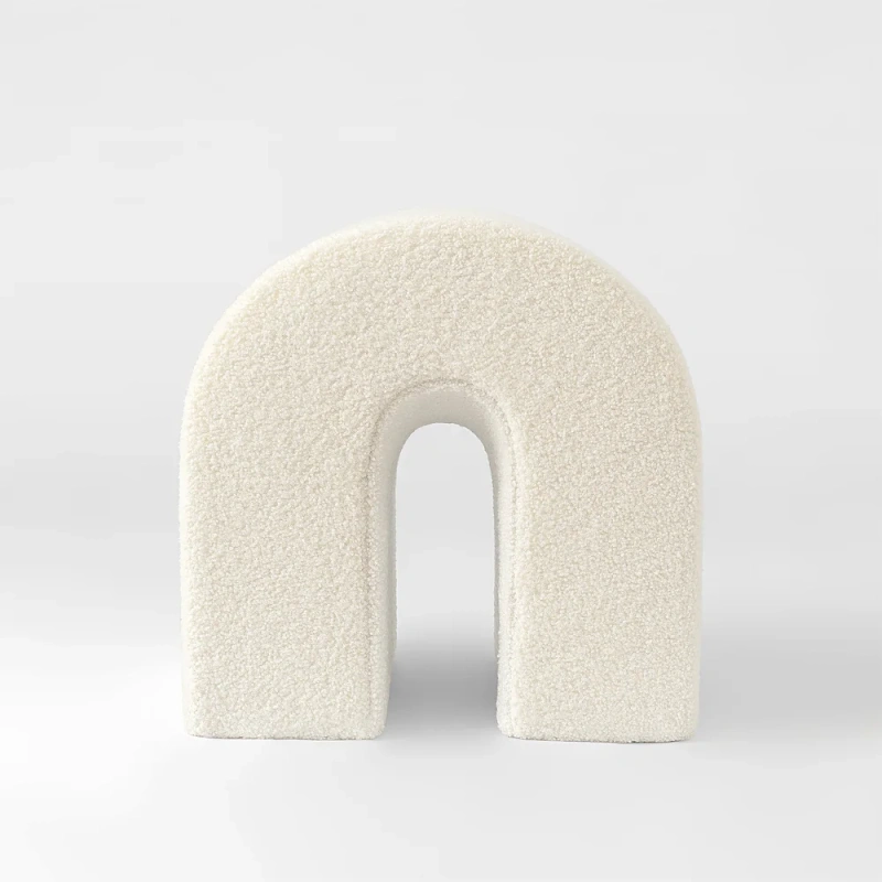 Accent Upholstered Ottoman, N Shaped