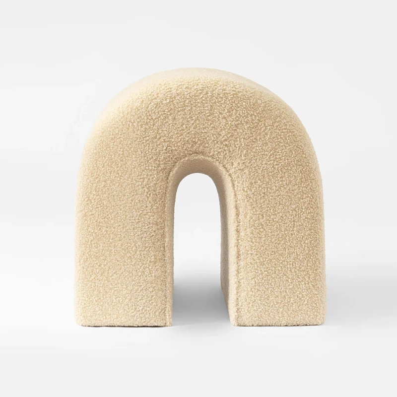 Accent Upholstered Ottoman, N Shaped