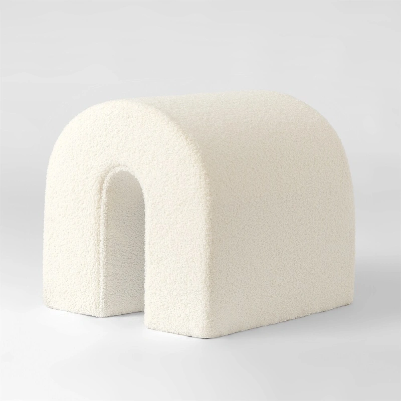 Accent Upholstered Ottoman, N Shaped