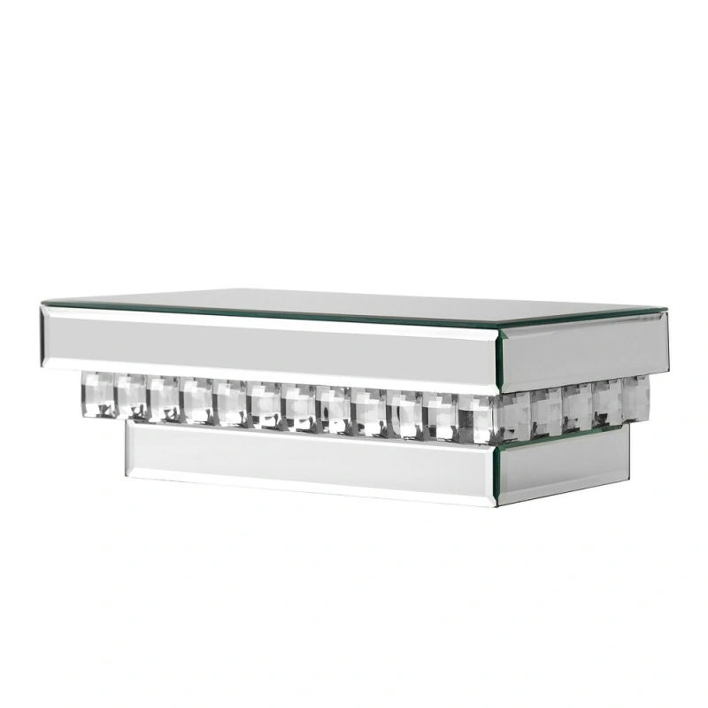 Mirrored Wall Shelf with Crystal Inlay - Modern MDF Mounted Storage