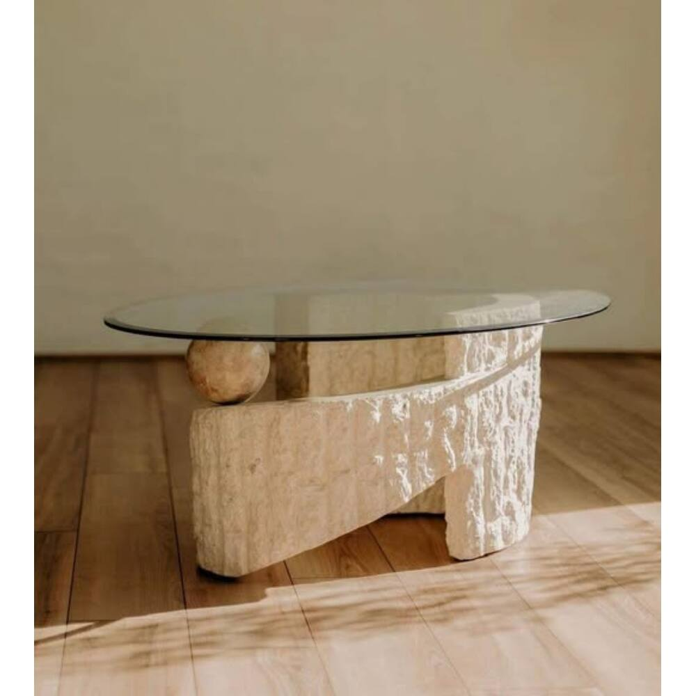 Vintage Tessellated Coffee Table Round Accent Table – Timeless Round Accent Piece for Modern Spaces