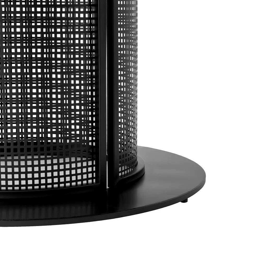 Round Metal Dining Table with Mesh Pedestal Base