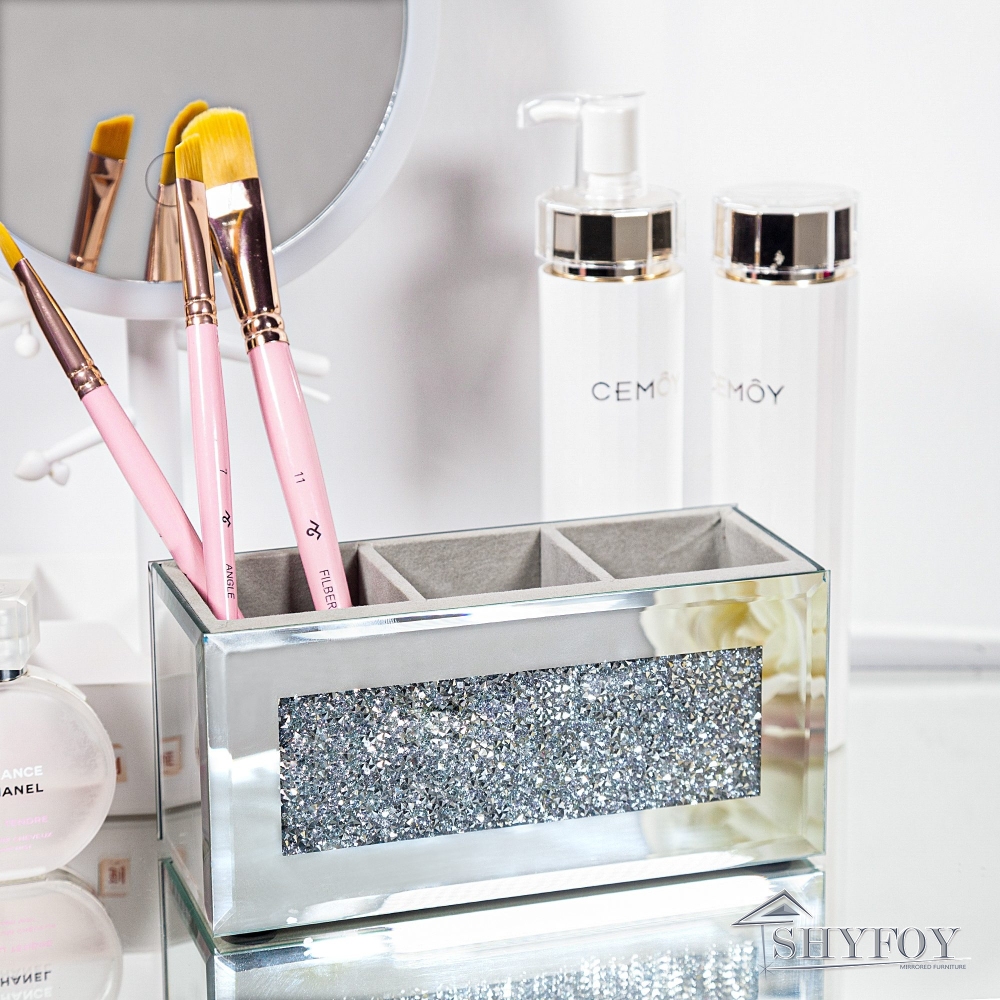 SHYFOY Crushed Diamond Three Compartments Deluxe Cosmetic Makeup Beauty Organizer / SF-MP043