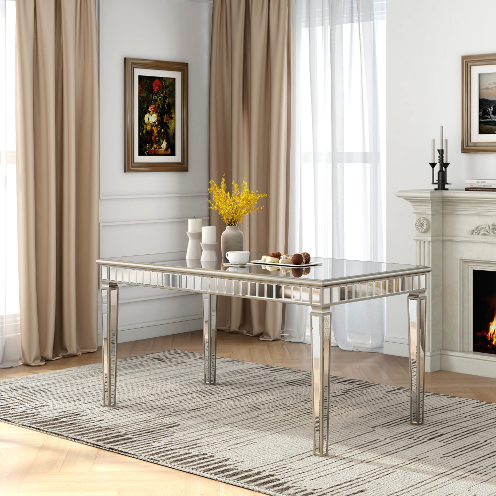 Glam Mirror Wood Rectangular Dining Table / SF-DT171