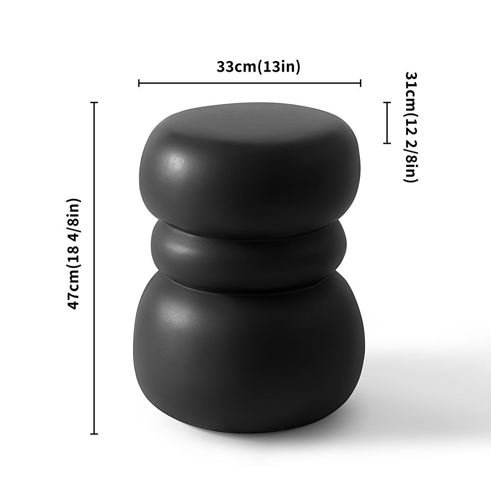 Black Round Stone Side Table End Table