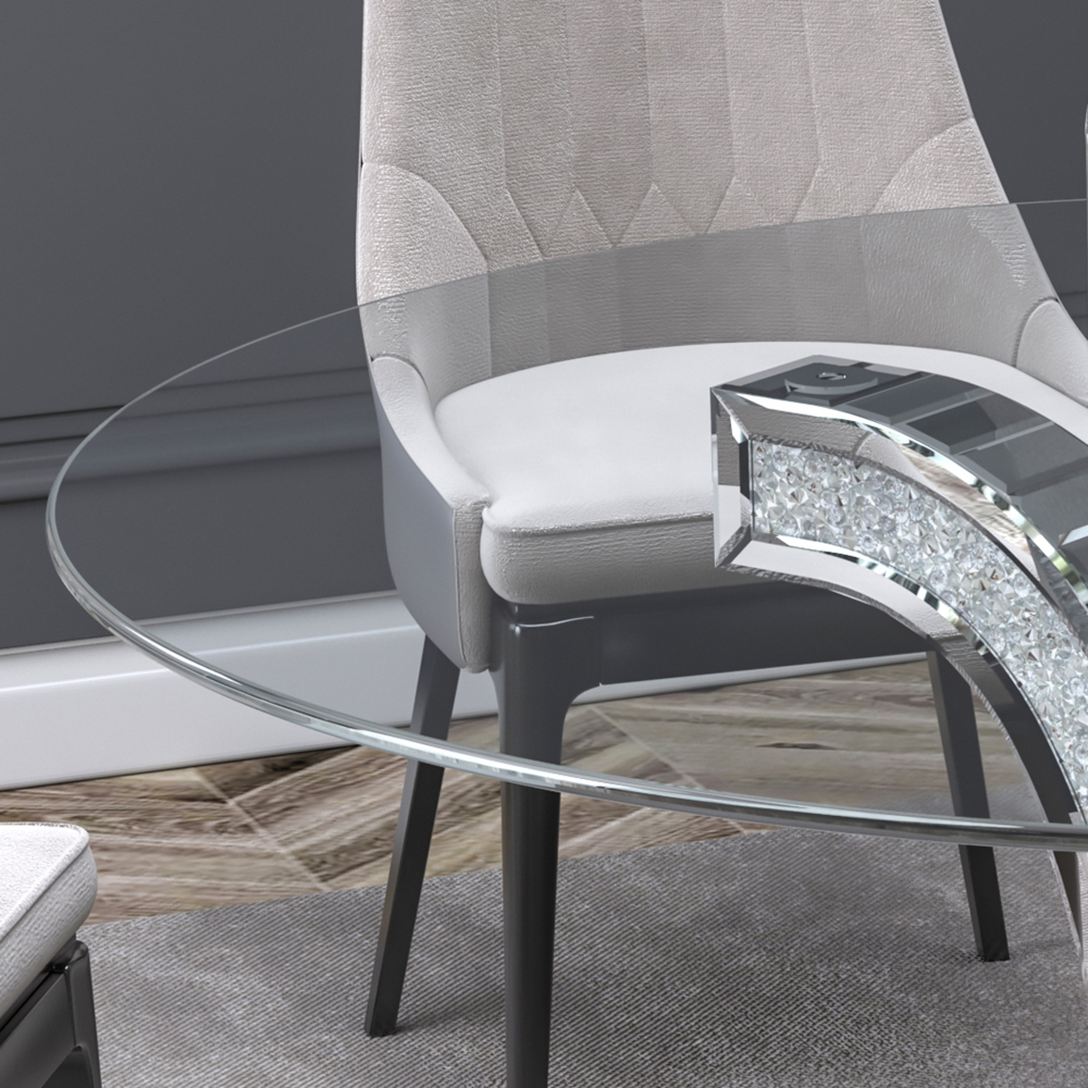 SHYFOY 52'' Mirror Glass Pedestal Dining Table with Tempered Glass Tabletop
