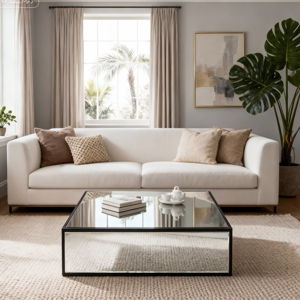 Modern Rectangular Mirrored Coffee Table