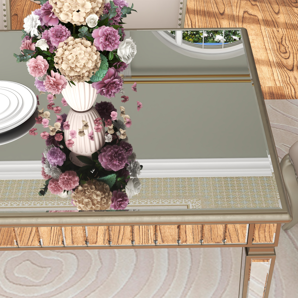 Glam Mirror Wood Rectangular Dining Table / SF-DT171