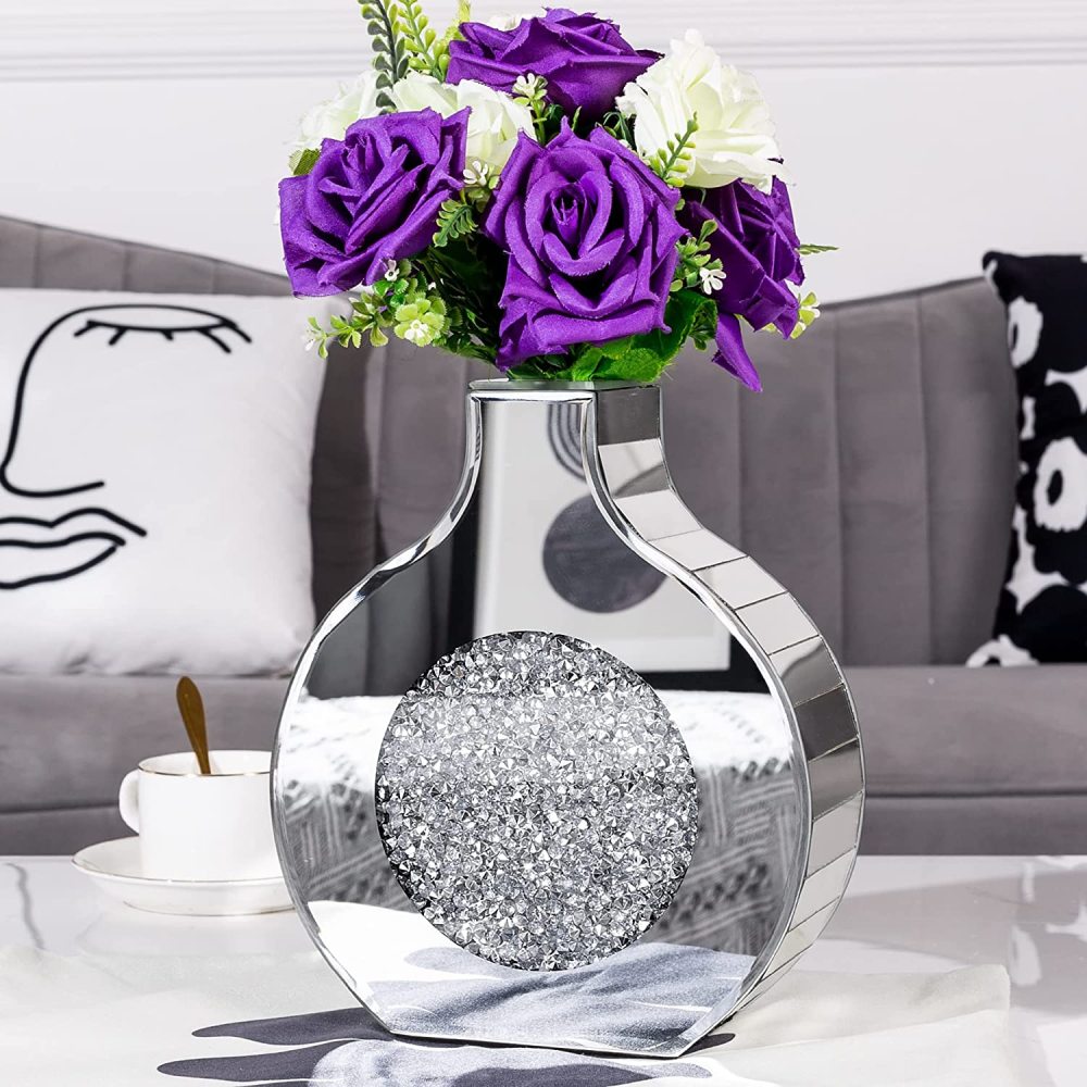 SHYFOY Silver Mirror Crystal Glass Decorative Vase Luxury Home Decoration